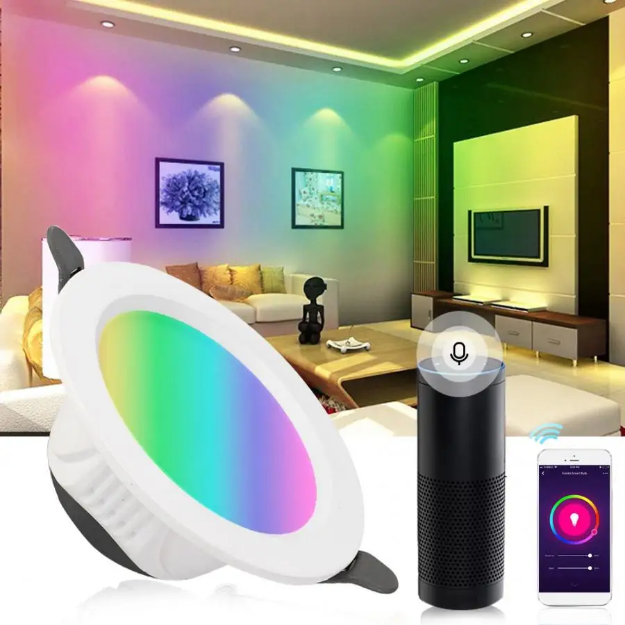 

LED Wifi Downlight RGB&W 7W LED Smart Multi-color RGB Downlight Wifi Control Lighting AC 85-265V White