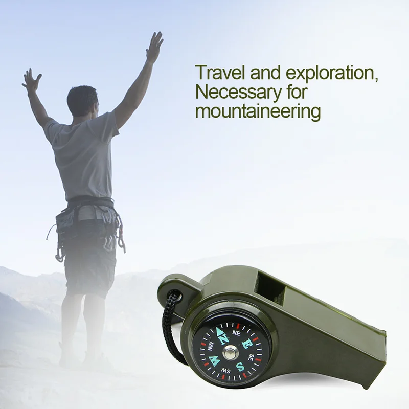 

new3 in 1 Multifunction whistle Outdoor Camping Hiking Emergency Survival Gear Whistle Compass Thermometer