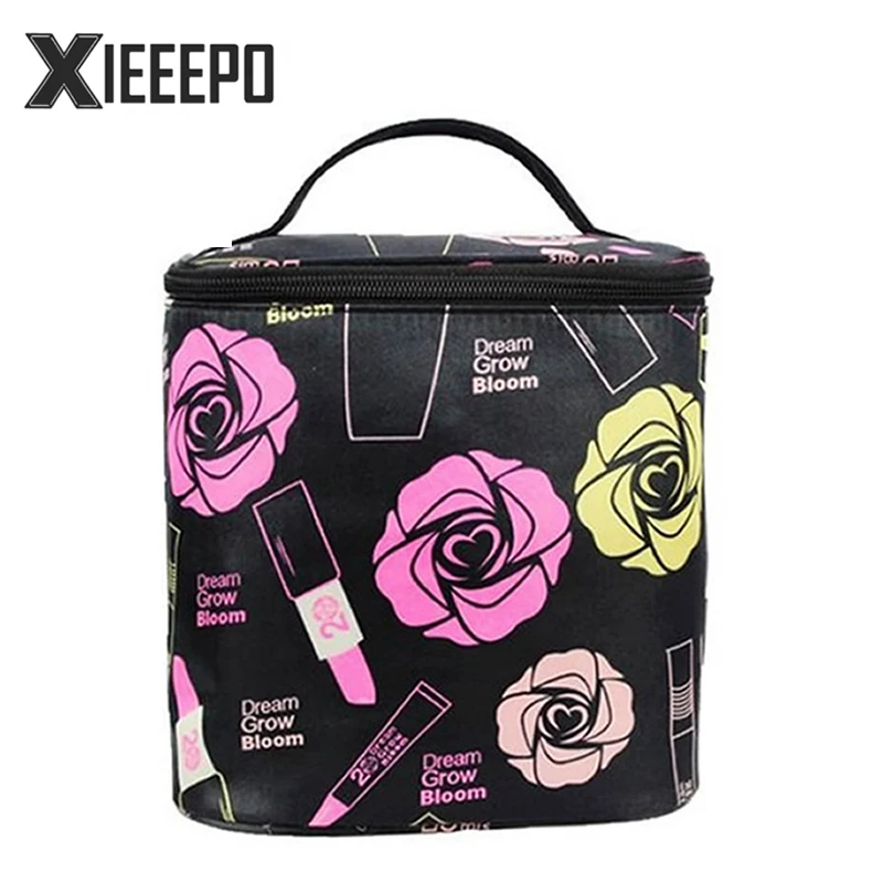 Barrel Shaped Zipper Travel Cosmetic Bag Fashion Women Make Up Bag