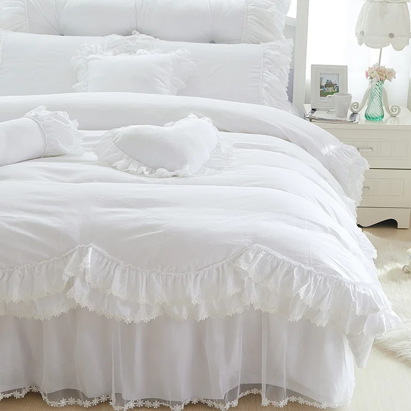 Luxury Quality 100 Cotton white 4pcs Princess girl fine gauze flower