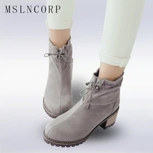 plus size 34-43 Fashion Spring Autumn Platform Ankle Boots Women Lace Up Thick high heel Martin Boots Ladies Winter Snow shoes plus size 34 43 fashion women boots with warm plush shoes spring autumn winter lace up punk flats round toe ankle martin boots