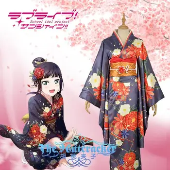 

Anime! Lovelive Aqours Kurosawa Dia New Year Dazheng Kimono Cosplay Costume Custom-made Size For Women Free Shipping