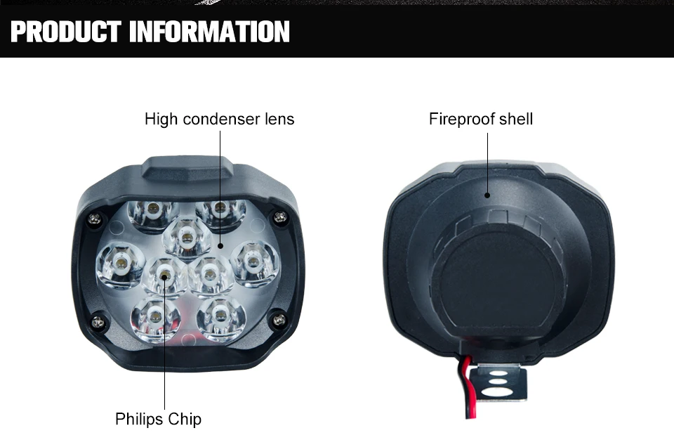 VooVoo Universal 9 LED Motorcycle Light Headlight Assembly Scooter Fog Spotlight 6000K White Car DRL Moto ATV UTV Motorbike Lamp_01 (2)