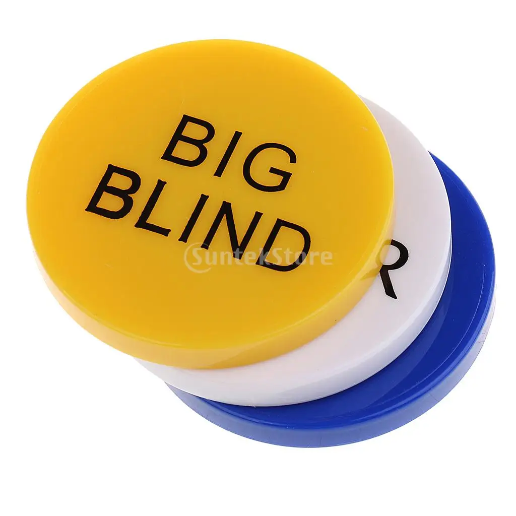 Durable Small Blind+Big Blind+Dealer Button Set for Party Casino Poker Card Game Props 5cm Pack of 3