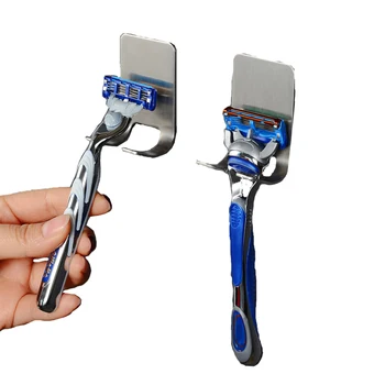 

2Pcs/lot Bathroom Stainless Steel Razor Shelf Holder Men Shaver Holder Plug Wall Razor Rack Shaving Kitchen Storage Holder