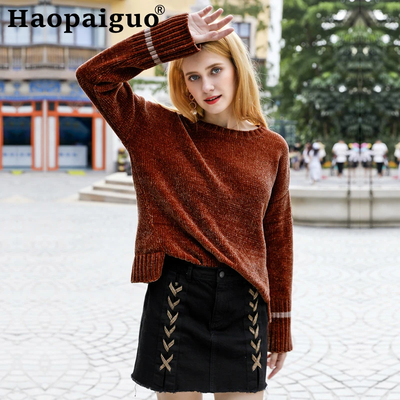 

2019 Autumn Winter Women Pullovers Sweater Knitted Elasticity Casual Jumper Chenille Coarse Wool Thick Warm Female Sweaters