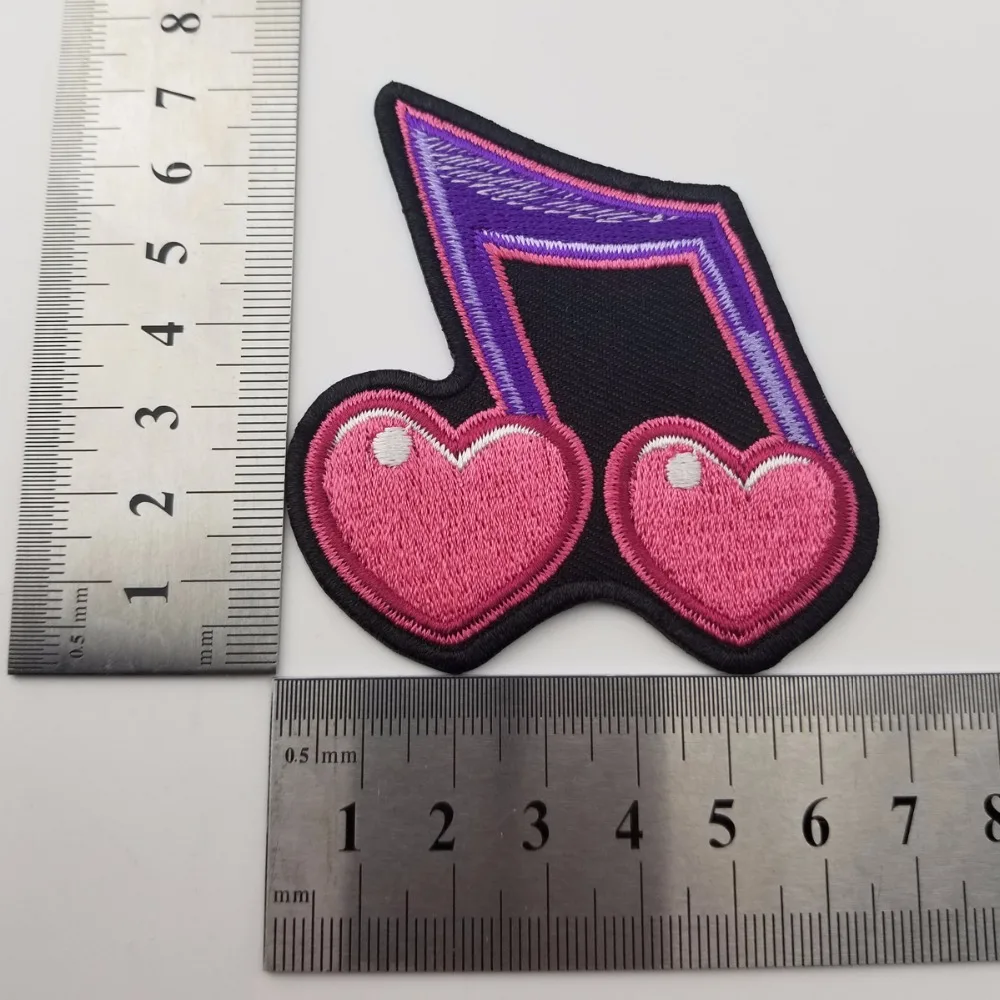 A70920-4 (2)Twice the Love Music Note Patch, Music Theme Embroidered Iron On Or Sew On Patches 2.753 INCH Free Shipping