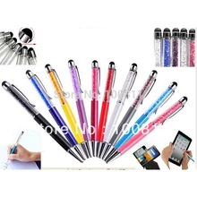 2in1 Сенсорный экран Стилусы с Шариковая ручка для мобильного телефона с кристально 18 цветов на выбор кристалл ручка