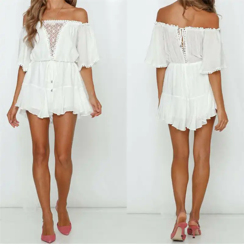 white ruffle playsuit