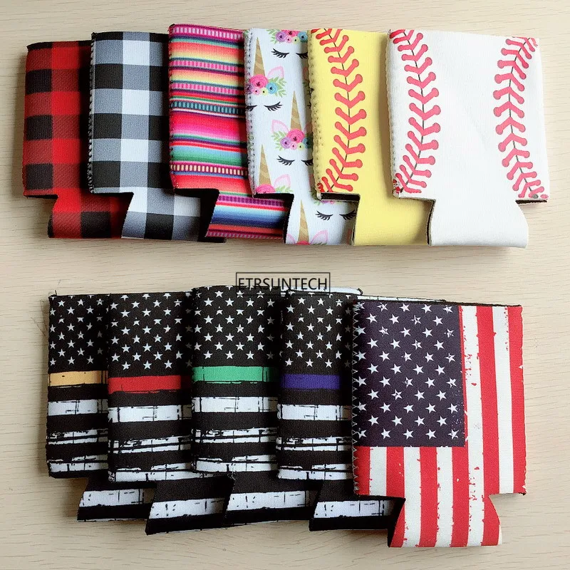 

200pcs Sport Ball Lattice Rainbow Flag Neoprene Beer Coolies for 12oz Cans and Bottles Drink Coolers DIY Custom Wedding Party
