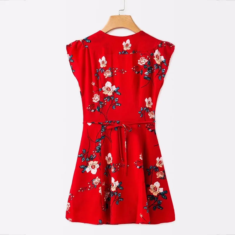 Bow Tie White Summer Dress Sleeveless 2018 Sash Slim Waist Wrap Dress Women V neck Elegant Bohemian Vestidos 1