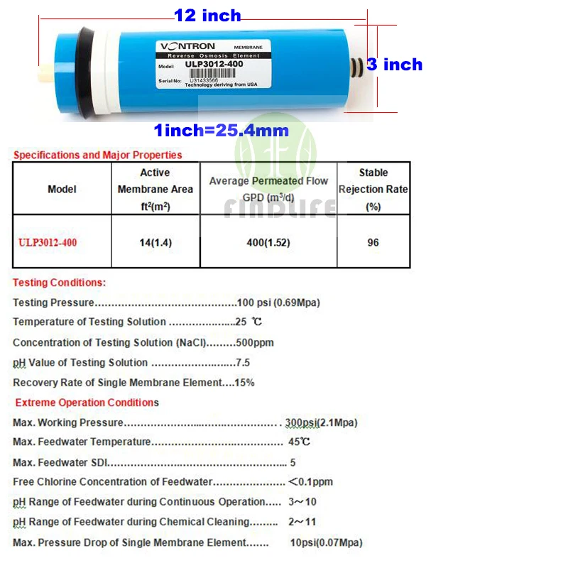  Water Filter Vontron ULP3012-400 Residential 400 gpd RO Membrane For Reverse Osmosis System Househo - 32656332165