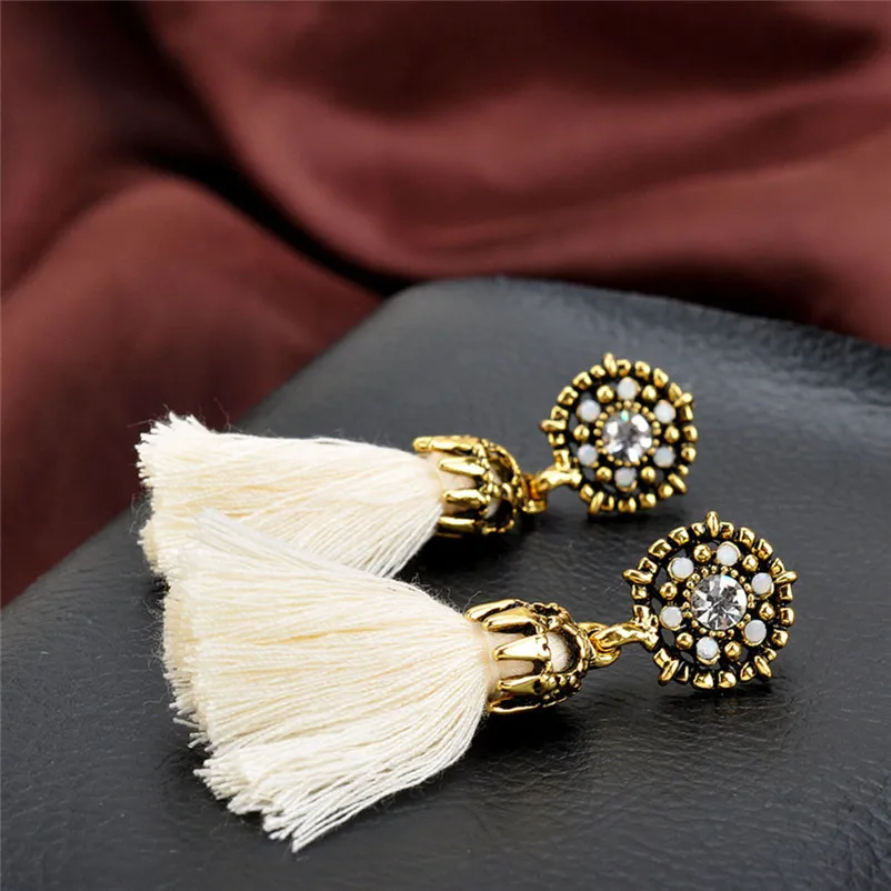 Dangle earrings long tassel Vintage Style Rhinestones Crystal Tassel Dangle Stud Earrings Fashion Vintage Jewelry Brincos J05#N (1)