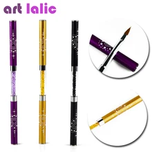 Artlalic 1 шт. двухсторонняя кисть для ногтей ультра-тонкая ручка для рисования Стразы маникюрные инструменты для ногтей Золото/фиолетовый/черный
