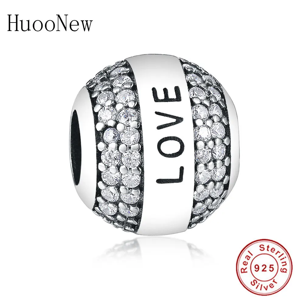 HuooNew Fit Original Pandora Charm Bracelet 925 Sterling Silver Letter 