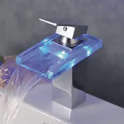 Кухня раковина кран светодиодный кран с автоматическим датчиком одной ручкой Цвет изменение водопад Ванная комната раковина стеклянный