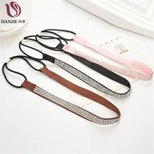 Danze Vintage Ethnic Full Rhinestone Handmade Elastic Headband Leather Hair Accessories For Women Girls Gifts 3 Colors