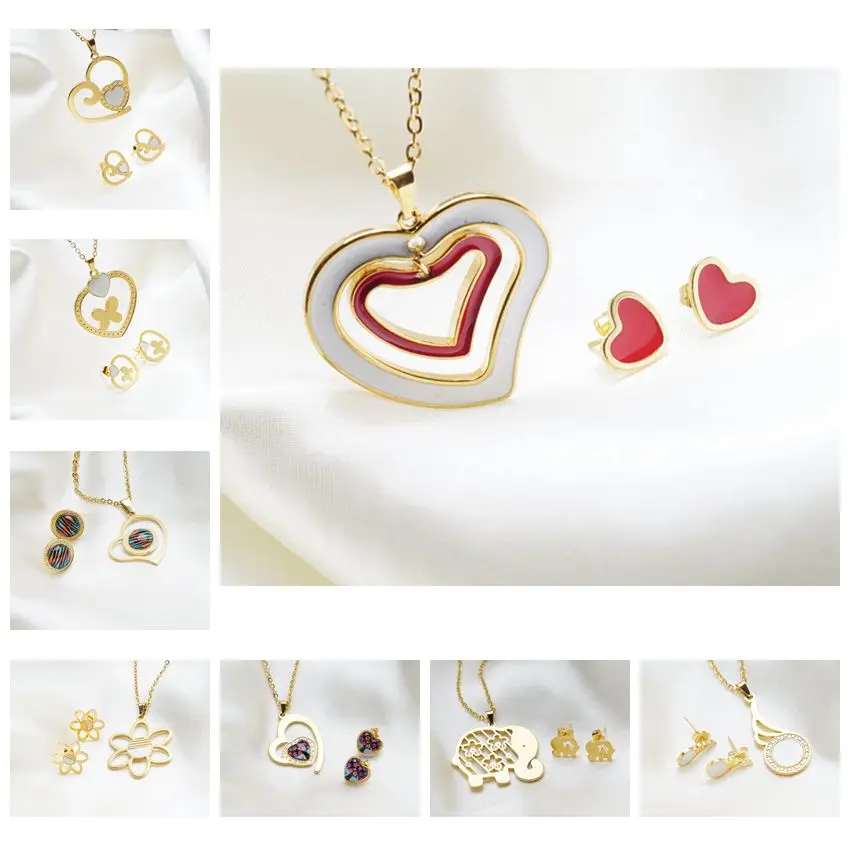 

Yunkingdom 16 Styles Fashion Punk Rock hiphop Titanium Stainless Steel / necklace earring Jewelry Set for Women and Men