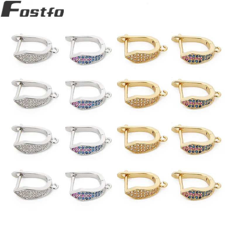 Fostfo, 2 шт., 1,5*1,9 см, золотой, серебряный цвет, крючки для сережек с кристаллами для женщин, модные, сделай сам, серьги, ювелирное изделие, аксессуары