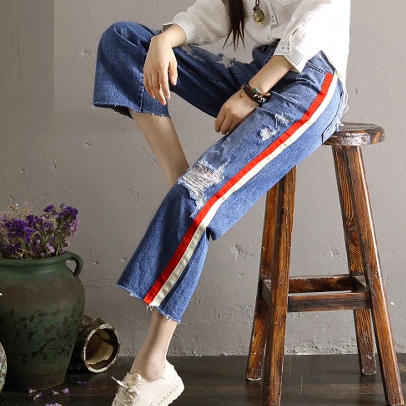 ripped little teenage girl jeans pants 2017 spring summer
