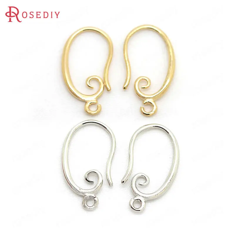 

12PCS 10x16MM 11x19MM 24K Champagne Gold Color Plated Brass Curling Style Earrings Hooks High Quality Diy Jewelry Accessories