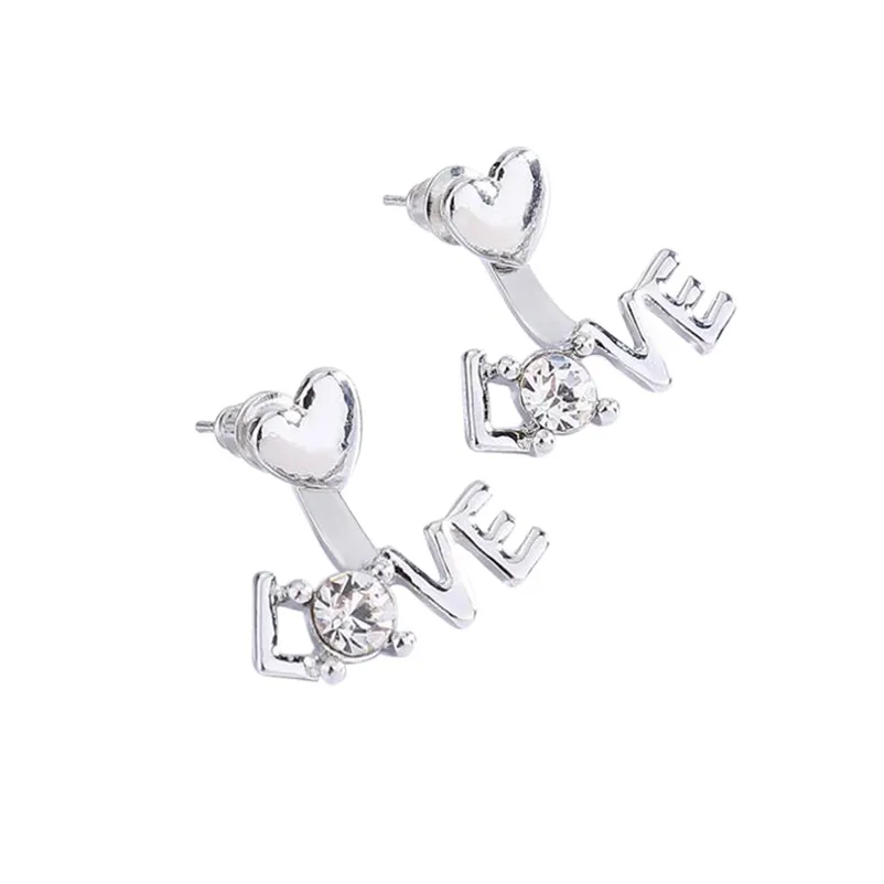 Trendy stud earrings for women  LOVE Letter Alloy Hanging Zircon Diamond Stud Earrings Animal Jewelry earrings Brincos J04#N (2)