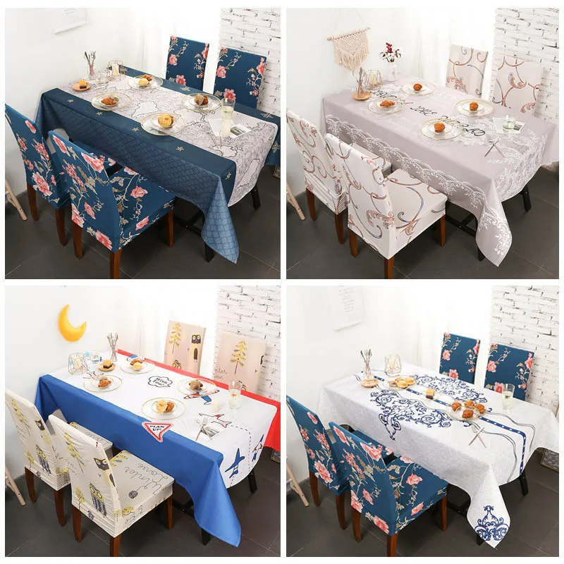 

Geometry Cute Rectangular Tablecloths Polyester Cotton Waterproof Table Chair Cover Modern Brand Home Decor Table Cloth Oilproof
