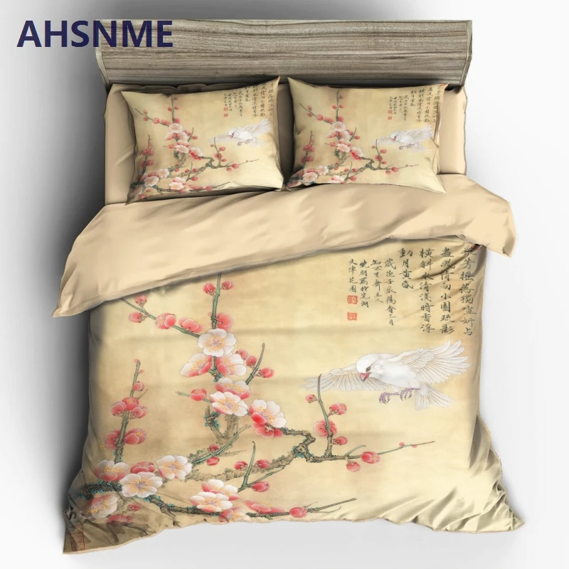 AHSNME китайский набор пододеяльников из 100% микрофибры с рисунком тушью