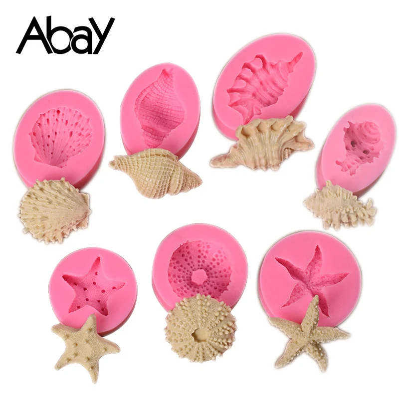 

cake decoration accessories silicone mold chocolate moule gateau Sea Creatures Conch Starfish Shell fondant taart accessoires