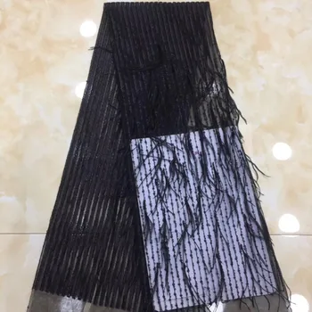 

Latest French Nigerian tassels Laces Fabrics 2019 High Quality with sequins Wedding French Tulle Lace Material ML7839