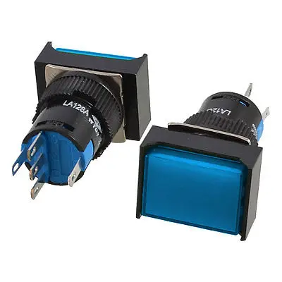 

Panel Mount Latching Blue Light Rectangular Push Button Switch DC 12V