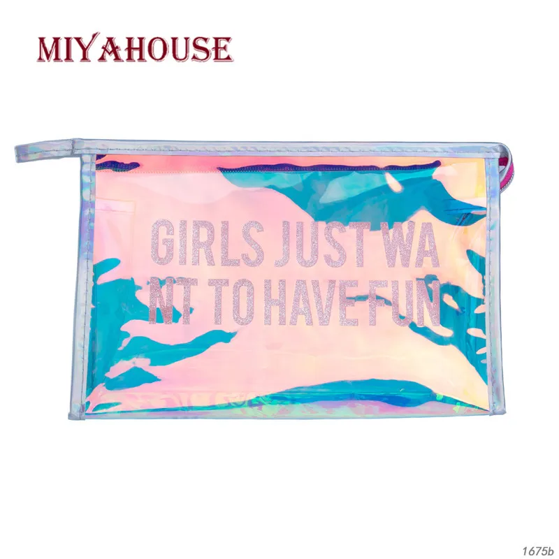 

Miyahouse Laser Make Up Bag Women Cosmetic Bag Transparant Waterproof PVC Material Travel Makeup Pouch Lady Organizer Toiletry