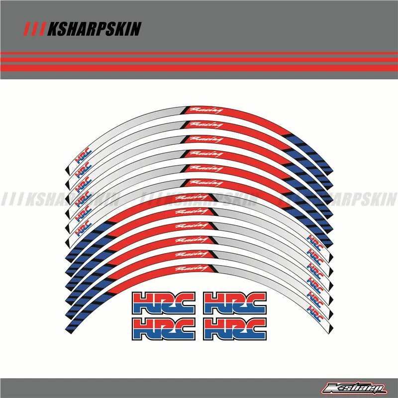 12 X толстый край внешний обод наклейки в полоску колесные наклейки подходят все honda Repsol HRC CBR250RR CBR400RR CBR600RR CBR1000RR - Цвет: K-LQT-HND-HRC-03