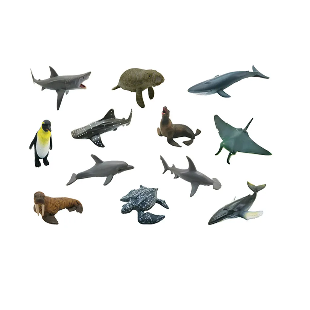 

2019 12PCS Plastic Simulation Marine Animals World Puzzle Learning Toy Figures Model kids toys игрушки#G20