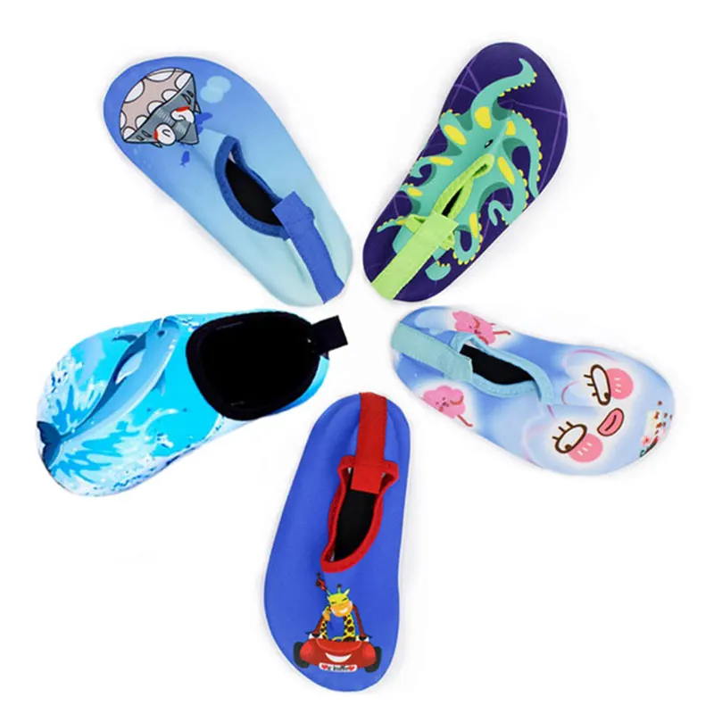 Детская быстросохнущая обувь для плавания легкие носки для пляжа, бассейна, детские тапочки с рисунком