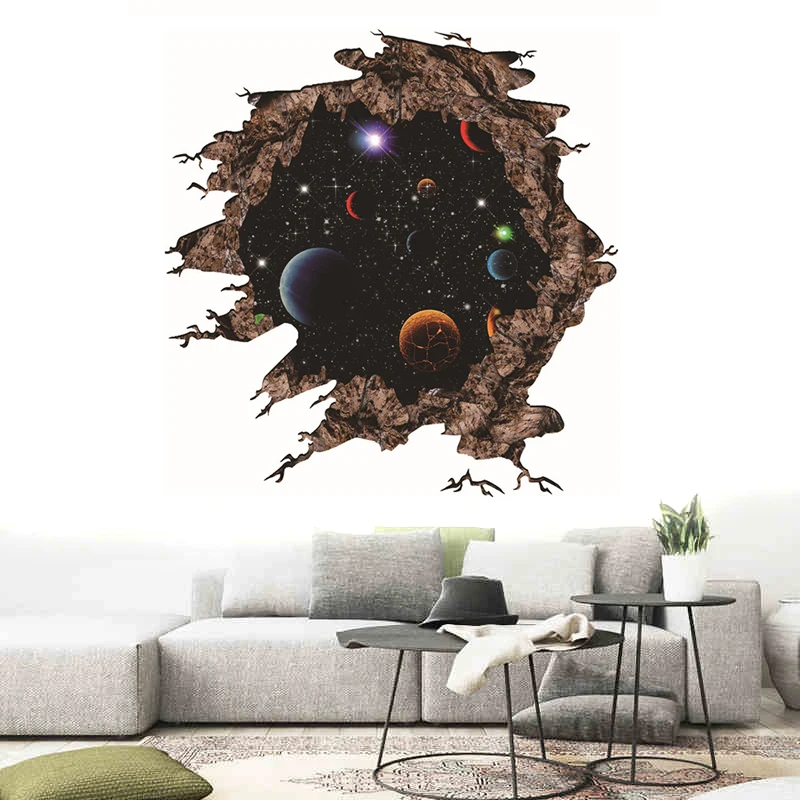 1pc 3D Outer Space World Universe Planet Wall Sticker Home Room Decor Removable New