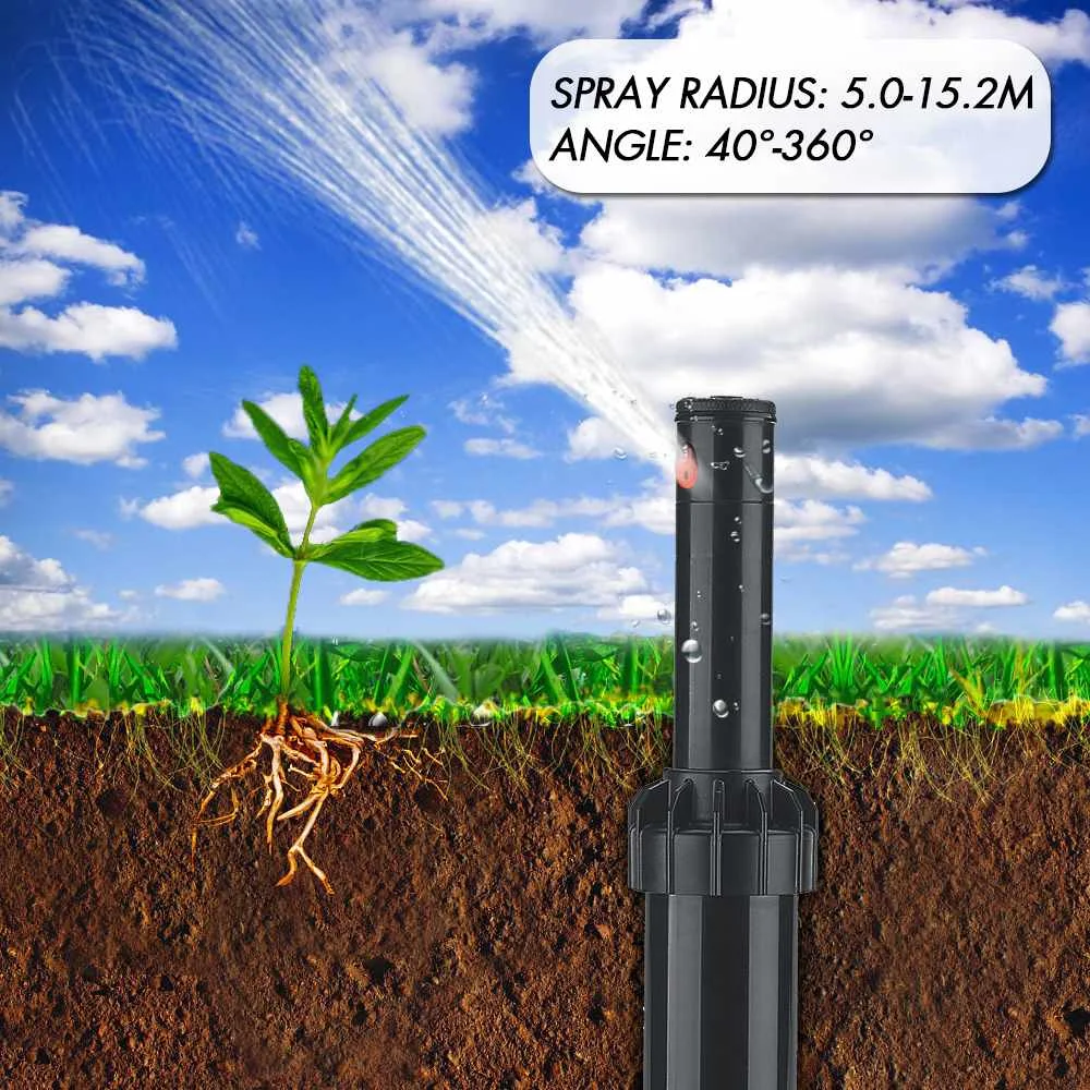 High Pressure 360 Degrees Rotating Watering Pop-up Spray Head Sprinkler Grassland Integrated Sprinkler Watering 5.0-15.2 Meter R