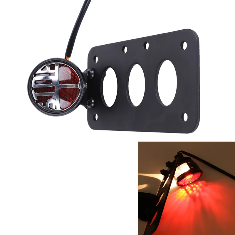 Black Round Stop Side Mount Tail Light Number License Registration