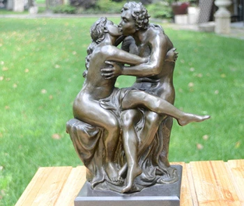 

Art Deco Sculpture Luo Dan's Kiss Naked Couple Bronze Statue
