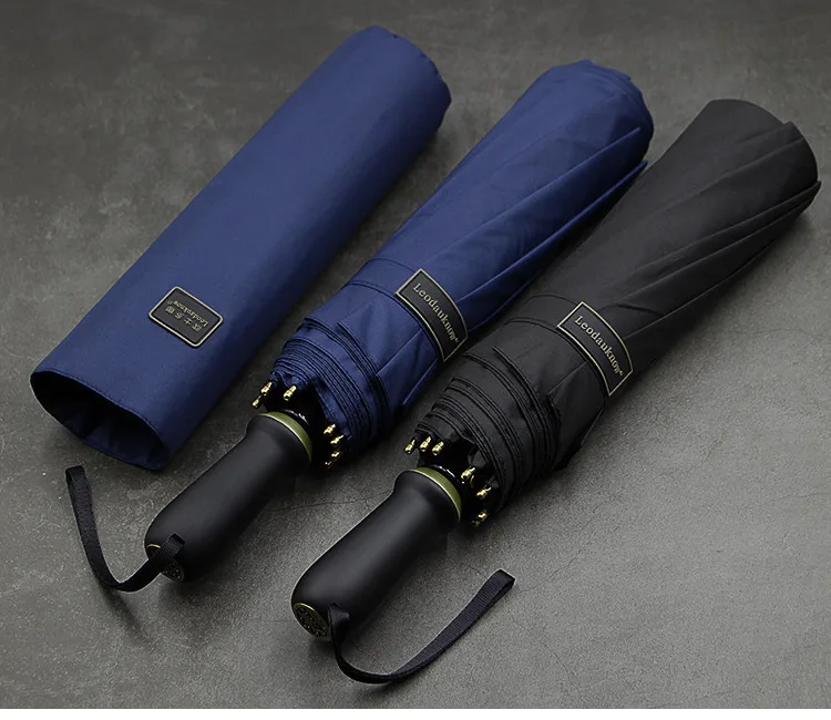 

Leodauknow Men's business oversize umbrellas fold ten bones to reinforce the wind protection.