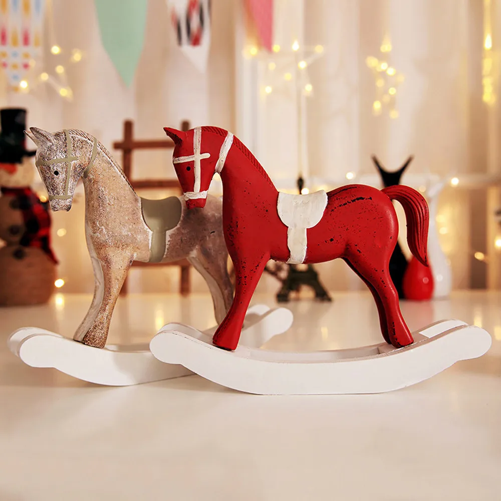 Подарочная лошадь-качалка, большие традиционные деревянные декоративные рождественские деревянные безделушки, украшение-качалка, Рождественское украшение, 29x29 см