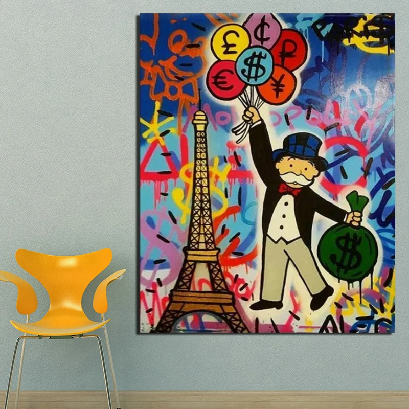 

Alec Monopoly Holding A Balloon Canvas Painting Prints Living Room Home Decoration Modern Wall Art Oil Painting Posters Pictures