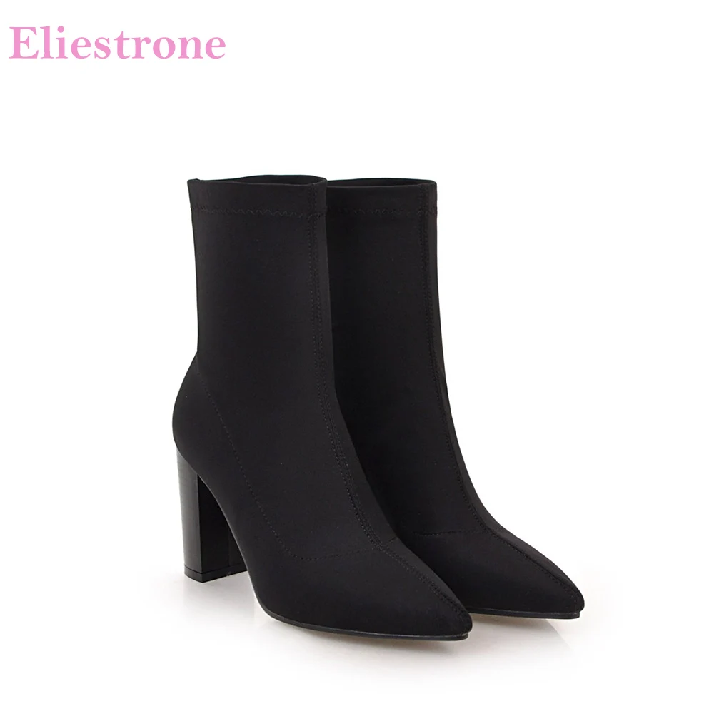 

Hot Brand New Winter Fashion Wine Red Black Mid Calf Women Riding Boots Lady Nude Shoes High Heels AC22 Plus Big Size 10 43