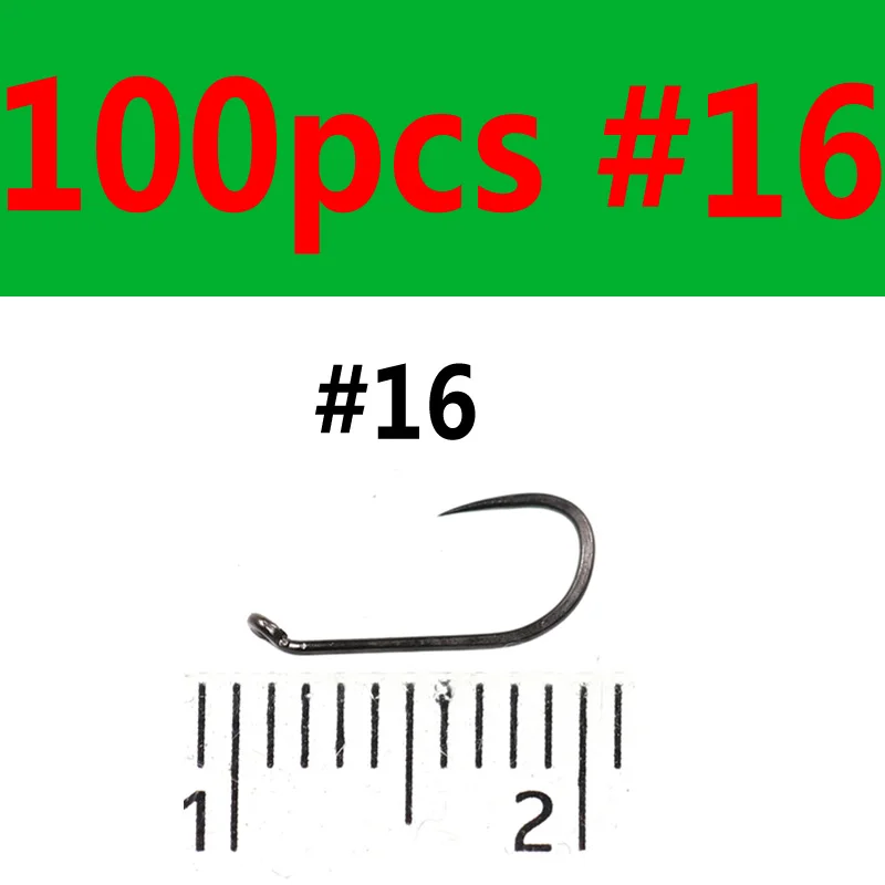 Bimoo 100 шт#12#14#16#18 крючок для завязывания мушек сухой крючок-мушка Caddis крючки для мушек черный никель материал для вязания мушек - Цвет: 100pcs size 16