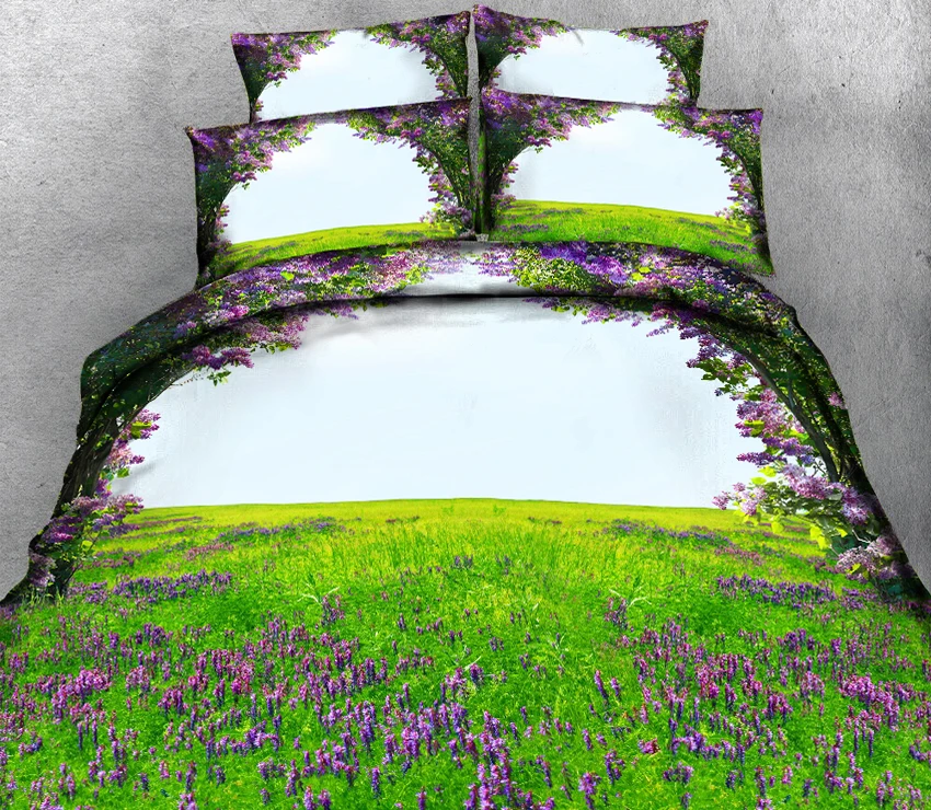 3D bedding sets adult bedsheet Pillowcase bed cover flat sheet Bed Linen California king Lavender pattern decorate | Дом и сад
