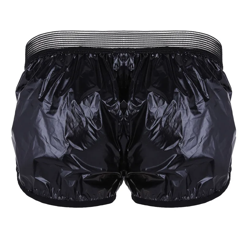YiZYiF шорты Мужская одежда 2018 hombre легкие Искусственные кожаные боксёры Trunk WetLook Lounge