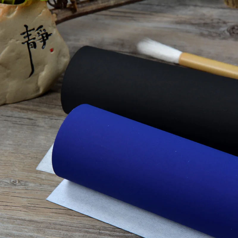 

Elegant Black Xuan Paper Chinese Calligraphy Writing Blue Rice Paper Chinese Traditional Landscape Painting Half-Ripe Xuan Paper