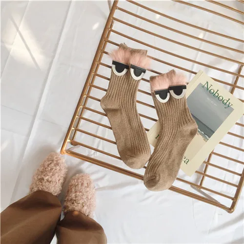 Женские забавные носки из искусственного меха норки, носки с изображением животных милые шерстяные заниженные носки зимние теплые носки для девочек женские носки Sokken Calcetines Mujer - Цвет: khaki