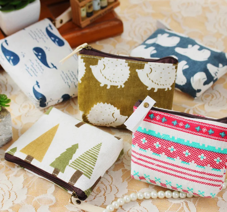 

HOT 5Designs - Little Bear , Dolphin , Woods Etc. - 11*9CM Canvas Coin Purse BAG , Gift Coin Wallet Pouch Case ; Pocket Coin BAG
