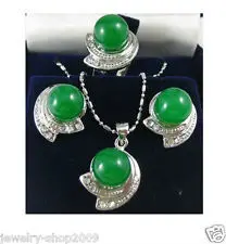 Свадебные Title706 ювелирные изделия зеленый серьги из драгоценных камней цепочки и ожерелья кулон набор колец+ цепь серебро кристалл кварца для женщин